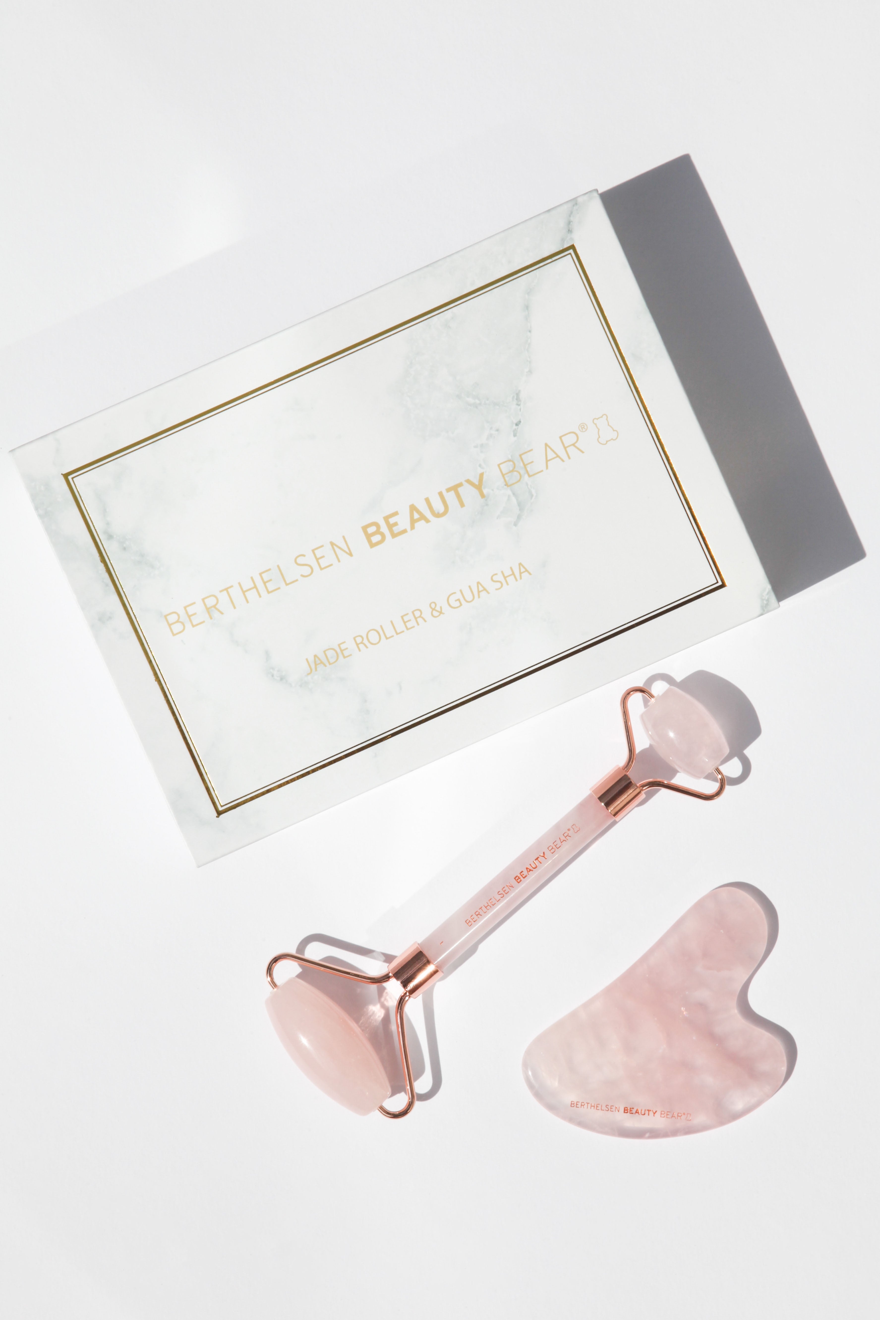 Rosa Quartz Roller + Gua Sha sæt